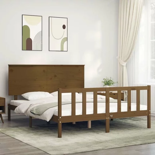  kreveta s uzglavljem boja meda bračni od masivnog drva