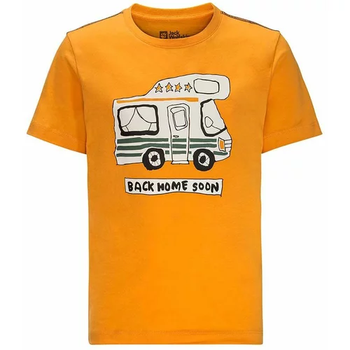 Jack Wolfskin Otroška bombažna kratka majica WOLF & VAN T B oranžna barva