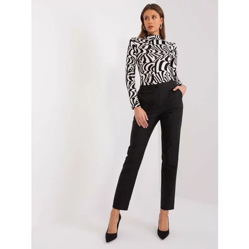 Fashion Hunters Black women's fabric trousers with elastic waistband