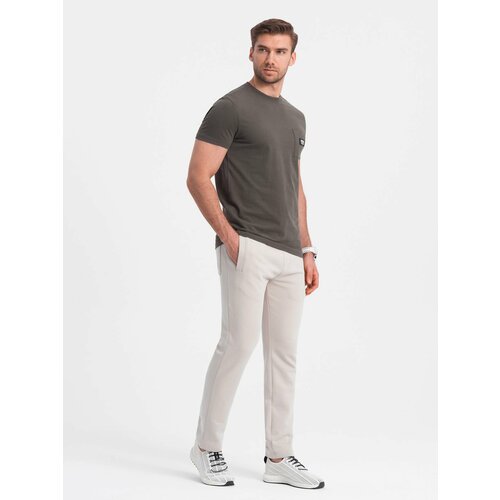 Ombre Men's sweatpants with unlined leg - light beige Slike