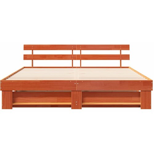  Krevetna konstrukcija Smeđa 200 x 200 cm Čvrsto borovo drvo Slike