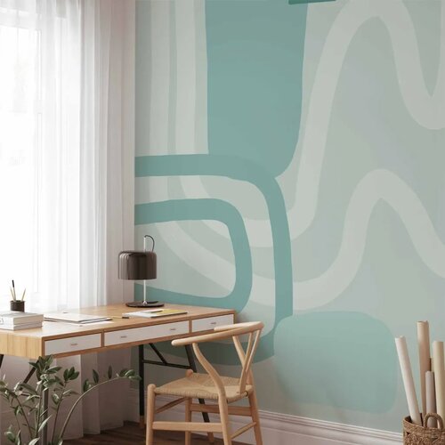  Foto tapeta - Geometric forms and patterns - abstract background with turquoise patterns 200x140 Cene
