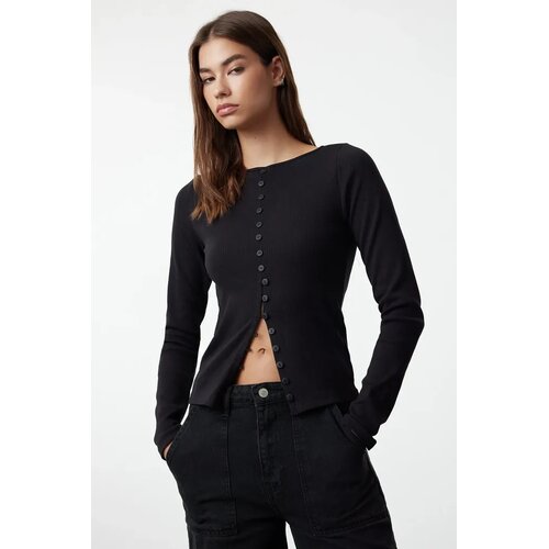 TRENDYOLMILLA ženska bluza TWOAW25BZ00030, crna-black Cene
