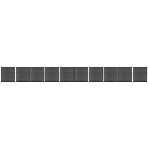 vidaXL Komplet ograjnih panelov WPC 1737x186 cm črn