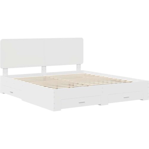  Okvir za krevet Bijelo 180 x 200 cm Konstruirano drvo Slike