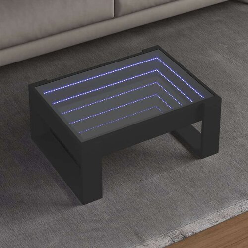  Stolić za kavu s beskonačnim LED svjetlima crni 70x53x30 cm Cijene