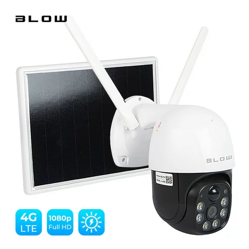 Blow H-392, brezžična, 4G-LTE, 1080p, ptz, vrtljiva, nočno snemanje, senzor gibanja, aplikacija, baterija + solarni panel ip kamera
