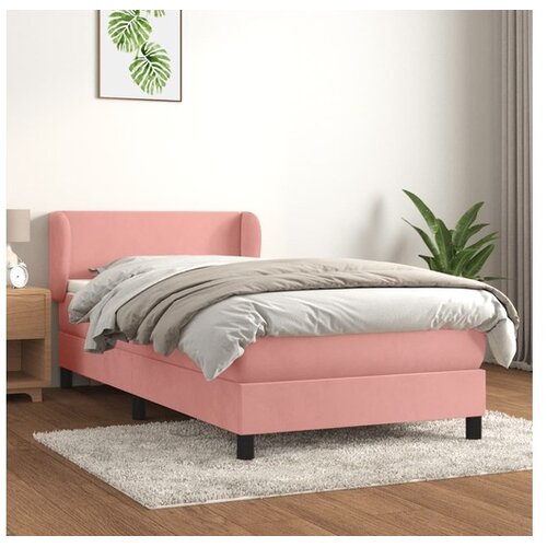  Box spring postelja z vzmetnico roza 100x200 cm žamet Cene