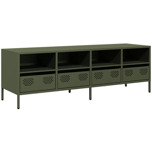 Maison Chic TV omarica - TV enota - Televizijska omarica olivno zelena 135x39x43,5 cm hladno valjano jeklo, (21701596) Cene