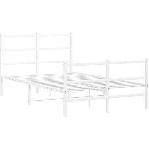 VidaXL Kovinski posteljni okvir z vzglavjem in vznožjem&amp;nbsp;bel 120x200 cm, (21007038) Slike
