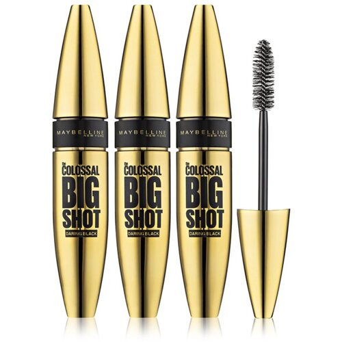 Maybelline The Colossal Big Shot Daring Black maskara za volumen, ekstra črna 3 Ks (ugodno pakiranje) Cene