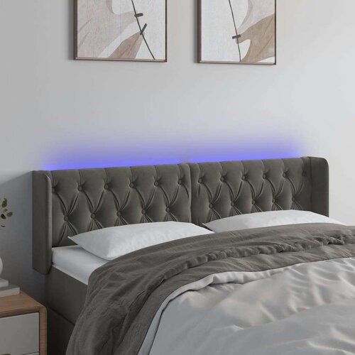  Posteljno vzglavje temno sivo 163x16x78/88 cm žamet, (20793464) Slike