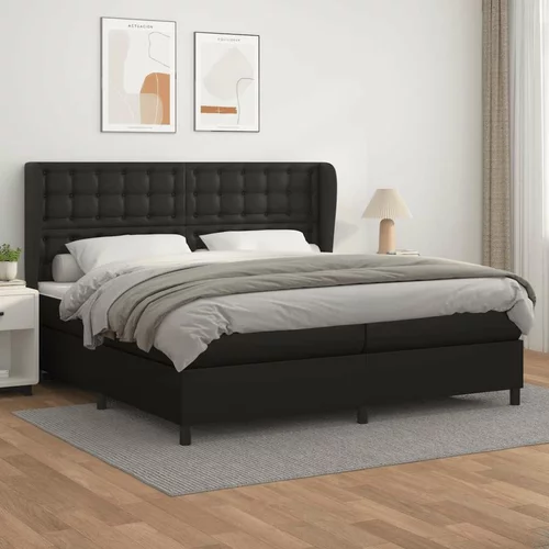  Box spring postelja z vzmetnico črna 200x200 cm umetno usnje, (20724042)