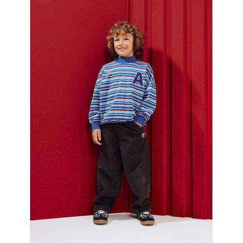 Sinsay Pamučna oversize majica crewneck s prugama Slike