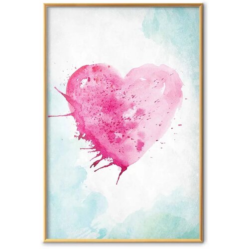  Plakat - Watercolor Heart 29.7x42 Zlatni okvir Slike