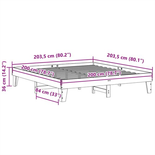  Okvir kreveta bez madraca bijeli 200x200 cm od masivne borovine Slike