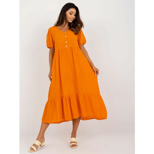 Fashion Hunters Orange cotton ruffle dress Eseld OCH BELLA