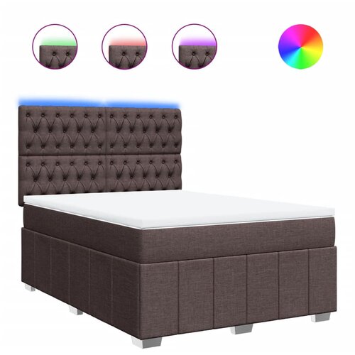 vidaXL Box spring postelja z vzmetnico temno rjava 140x200 cm blago, (21306512) Cene