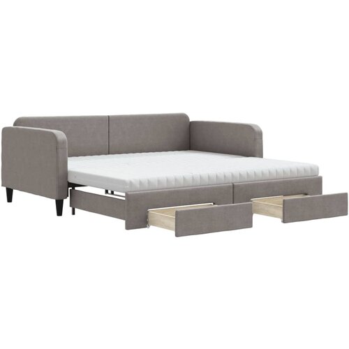VidaXL Dnevni krevet na razvlačenje smeđesivi 100 x 200 cm od tkanine Slike