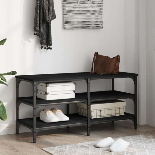 vidaXL klupa za cipele crna 100x38 5x49 cm od konstruiranog drva Cene