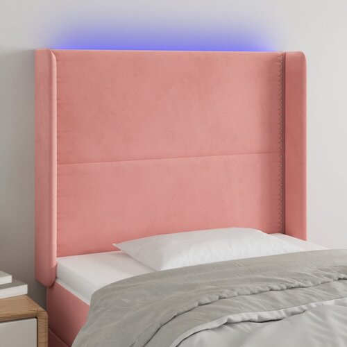  The Living Store LED posteljno vzglavje roza 93x16x118/128 cm žamet - LED Vzglavje, (21448512) Cene