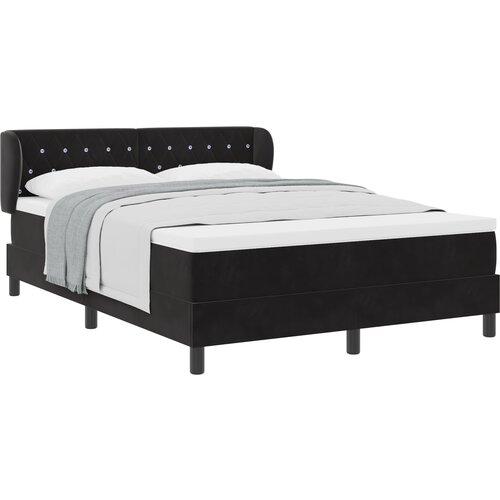 VidaXL Postelja s vzmetnico Črna 160x200 cm Žamet, (22052673) Slike
