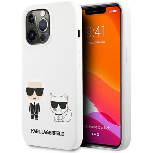 Karl Lagerfeld originalen ovitek KLHCP13XSSKCW za iphone 13 pro max bela silikonska za&amp;scaron;čita - full bodies Slike