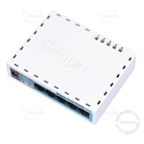 MikroTik RouterBoard 250GS Smart sa 5 x Gb 10/100/1000Mbps portova SwOS interno kuči&amp;scaron;te i adapter ruter Slike