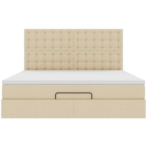  Otomanski krevet s madracem krem 180x200cm od tkanine Slike