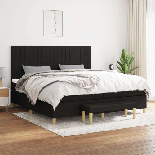  Krevet s oprugama i madracem crni 200x200 cm od tkanine Slike
