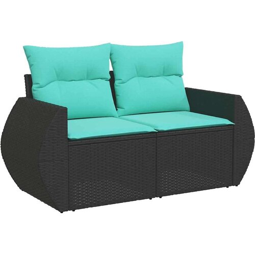  Vrtna garnitura - 9-dijelni set vrtnih sofa s jastucima crni od poliratana - Crna sa spremi&amp;scaron;tem 1 Slike