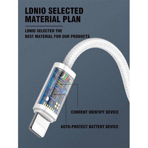 Ldnio CHARGING DATA CABLE BRAIDED (A-L) 25W 1M IPHONE WHITE LS901_L Cene