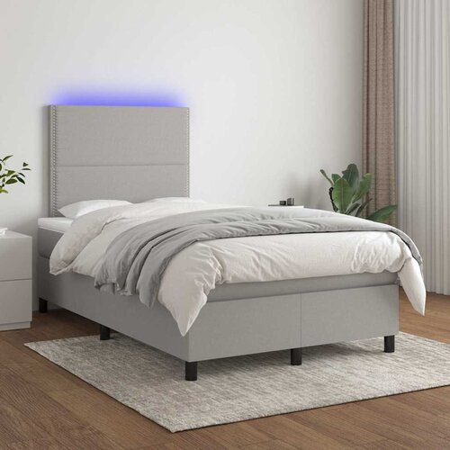  box spring s madracem LED svjetlosivi 120x200 cm tkanina Cene