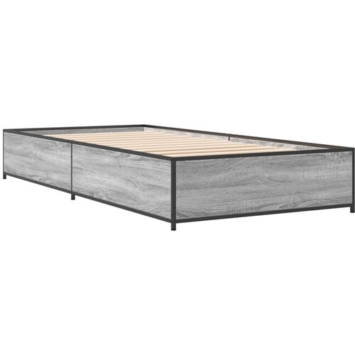 VidaXL Okvir za krevet boja hrasta 75x190 cm konstruirano drvo i metal Slike