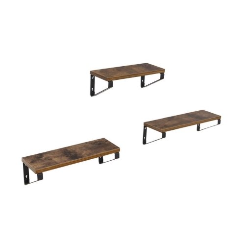  Set 3x zidnih polica SHELFY, braon/crna Slike