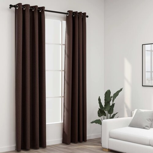 vidaXL Zavjese za zamračivanje s prstenima 2 kom smeđe-sive 140x245 cm Cijene