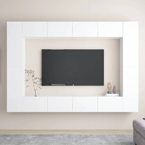  8-dijelni set TV ormarića bijeli od konstruiranog drva Slike