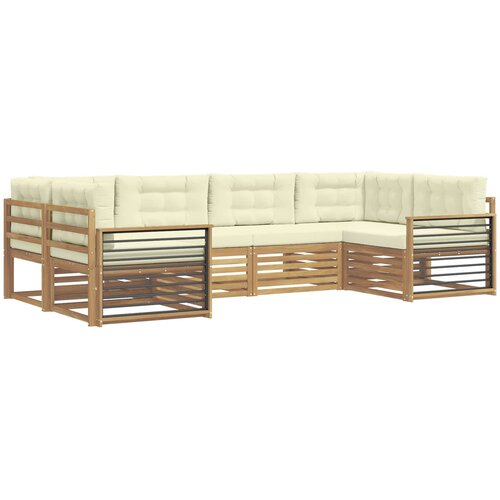 vidaXL Zunanja garnitura za sedenje z blazino 6 pcs Bela in krem, (5000280874) Cene