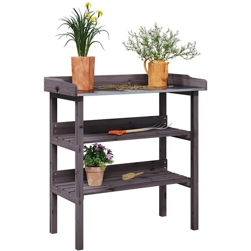  Stol za biljke s policama sivi 78x38x82,5 cm masivna jelovina Cijene