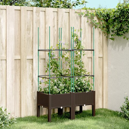 vidaXL Vrtna sadilica s rešetkom smeđa 80 x 40 x 142 5 cm PP Cijene