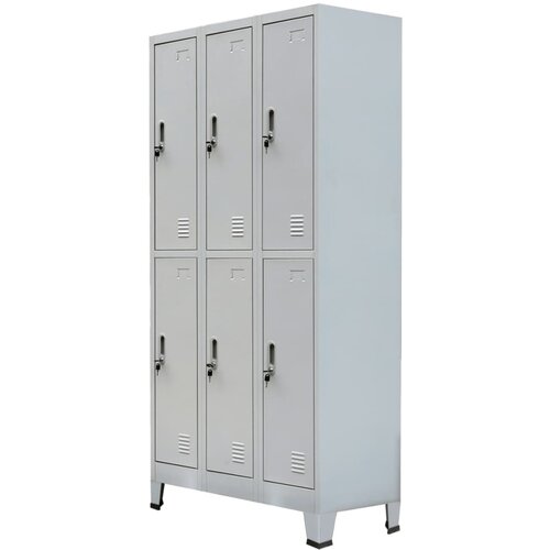 VidaXL Garderobna omara s 6 vrati jeklo 90x45x180cm siva Slike