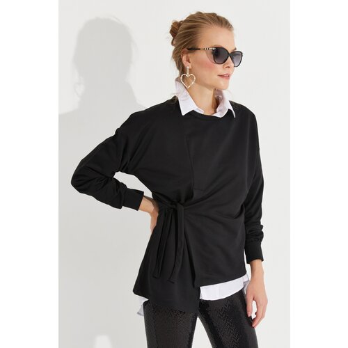 Cool & Sexy Women's Black Tied Sweatshirt Yi2493 Cene