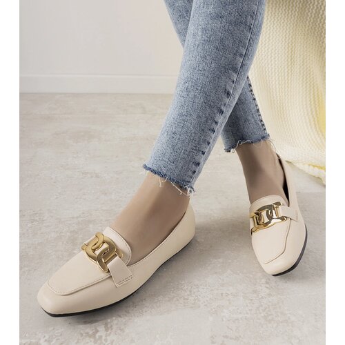 Gemre Beige loafers with a gold ornament Hashtag Cene