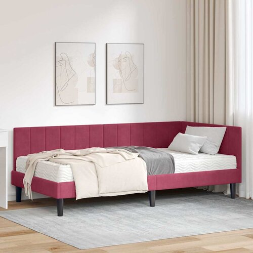 vidaXL Kutni okvir kreveta boja crnog vina 90 x 200 cm Baršun Cene