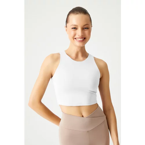 LOS OJOS White Halter Collar T-shirt with Bra and