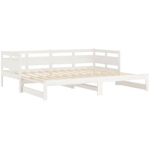  Dnevni ležaj na izvlačenje bijeli 2x(90x200)cm masivna borovina Slike