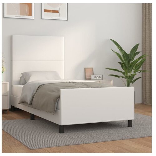  Posteljni okvir z vzglavjem bel 100x200 cm umetno usnje Cene