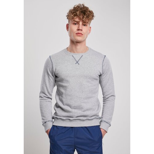 Urban Classics Organic Contrast Flatlock Stitched Crew Grey/Dark Blue Slike