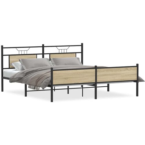 Maison Chic Kovinski posteljni okvir - Dvoposteljna postelja - Zakonska postelja brez vzmetnice sonoma hrast 183x213 cm-J44, (21759612) Cene