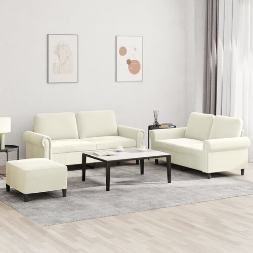 VidaXL 3-dijelni set sofa s jastucima krem bar&amp;scaron;unasti Slike